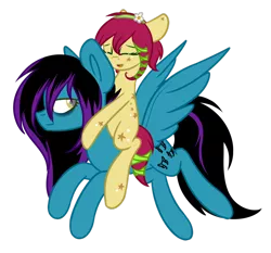 Size: 1024x953 | Tagged: safe, artist:despotshy, derpibooru import, oc, oc:despy, oc:lil happiness, unofficial characters only, earth pony, pegasus, pony, ponies riding ponies, simple background, transparent background