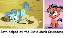 Size: 938x490 | Tagged: derpibooru import, idw, petunia paleo, safe, screencap, screencap comic, spoiler:comic, spoiler:comicff28, text, the fault in our cutie marks, thestra