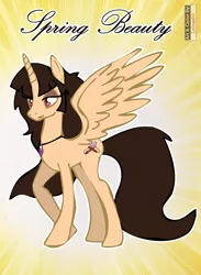 Size: 1005x1371 | Tagged: safe, artist:leinad56, derpibooru import, oc, oc:spring beauty, unofficial characters only, alicorn, pony, alicorn oc, solo