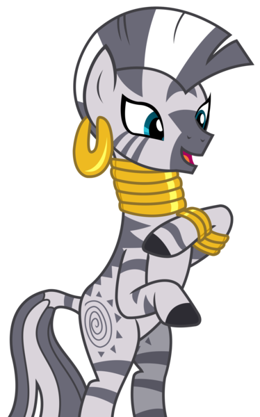 Size: 1959x3144 | Tagged: safe, artist:sketchmcreations, derpibooru import, zecora, pony, zebra, the fault in our cutie marks, bipedal, bracelet, ear piercing, earring, female, jewelry, neck rings, open mouth, piercing, rearing, simple background, standing, transparent background, vector