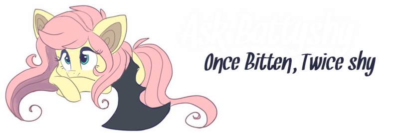 Size: 900x300 | Tagged: safe, artist:indiefoxtail, derpibooru import, fluttershy, bat pony, pony, askbattyshy, banner, cute, flutterbat, race swap, shyabetes, solo