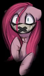 Size: 1024x1779 | Tagged: artist:starlyflygallery, blood, cut, derpibooru import, grimdark, mask, pinkamena diane pie, pinkie pie, solo