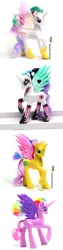 Size: 545x2180 | Tagged: brushable, derpibooru import, figurine, irl, photo, ponymania, princess celestia, princess gold lily, princess sterling, punklestia, purple, safe, taobao, toy, yellow