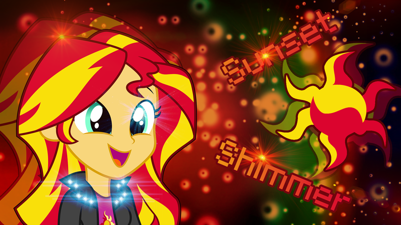 Size: 1920x1080 | Tagged: safe, artist:krizistv, derpibooru import, sunset shimmer, human, equestria girls, cute, cutie mark, effects, happy, lens flare, shimmerbetes, shimmersmile, smiling, vector, wallpaper