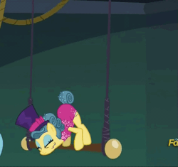 Size: 545x513 | Tagged: safe, derpibooru import, screencap, trapeze star, pony, viva las pegasus, animated, gif, hat, loop, mad skilz, nose in the air, solo, top hat, trapeze