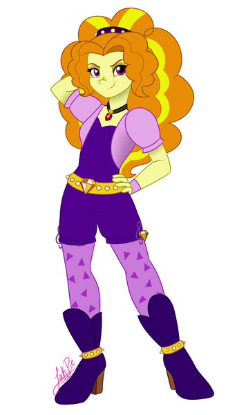 Size: 1200x2100 | Tagged: safe, artist:jack-pie, derpibooru import, adagio dazzle, equestria girls, belt, clothes, evil grin, fingerless gloves, gloves, high heels, jewelry, looking at you, necklace, pendant, signature, solo