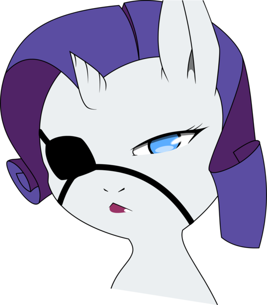 Size: 2762x3153 | Tagged: safe, artist:cold-blooded-twilight, artist:xaxu-slyph, derpibooru import, rarity, pony, comic:cold storm, blue eyes, colored, eyepatch, female, lipstick, mare, purple mane, simple background, solo, transparent background, vector