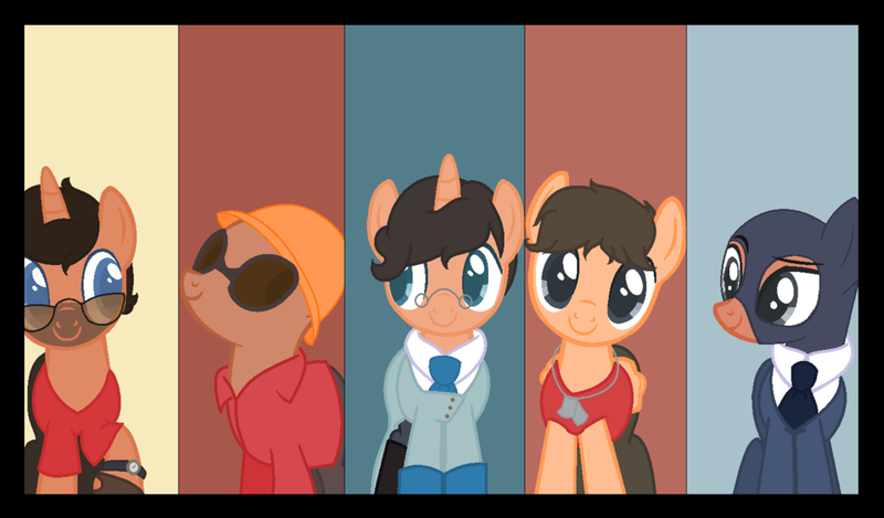 Size: 1024x600 | Tagged: blue, derpibooru import, engineer, medic, ponified, red, safe, scout, sniper, spy, team fortress 2