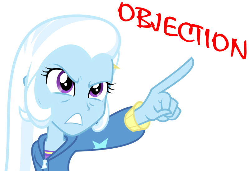 Size: 8000x5501 | Tagged: safe, artist:sir-teutonic-knight, derpibooru import, trixie, equestria girls, absurd resolution, ace attorney, crossover, objection, phoenix wright, simple background, transparent background, vector