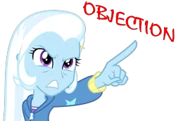 Size: 8000x5501 | Tagged: safe, artist:sir-teutonic-knight, derpibooru import, trixie, equestria girls, absurd resolution, ace attorney, crossover, objection, phoenix wright, simple background, transparent background, vector