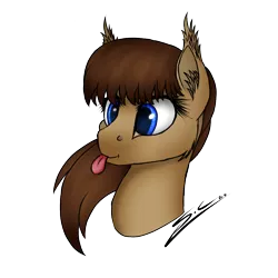 Size: 1000x1000 | Tagged: safe, artist:speed-chaser, derpibooru import, oc, oc:lunette, unofficial characters only, bat pony, pony, bust, ear fluff, portrait, signature, simple background, solo, tongue out, transparent background