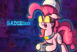 Size: 1280x853 | Tagged: artist:heir-of-rick, colander, derpibooru import, goggles, leverage, part of a set, pinkie pie, safe, solo