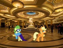 Size: 3404x2553 | Tagged: applejack, artist:harpycross, cute, derpibooru import, fluttershy, hotel, impossibly rich, irl, las pegasus, las vegas, photo, photoshop, ponies in real life, safe, shyabetes, vector, viva las pegasus