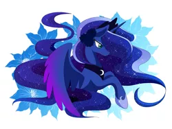 Size: 2666x2000 | Tagged: artist:shiragariria, derpibooru import, flower, flower in hair, princess luna, safe, solo