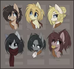 Size: 1600x1511 | Tagged: annie leonhardt, armin arlert, artist:tenebristayga, attack on titan, derpibooru import, eren jaeger, levi ackerman, mikasa ackerman, ponified, safe, sasha braus