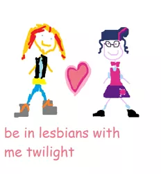 Size: 713x769 | Tagged: safe, artist:dubsrewatcher, derpibooru import, sci-twi, sunset shimmer, twilight sparkle, equestria girls, 10/10, 1000 hours in ms paint, comic sans, female, heart, lesbian, ms paint, scitwishimmer, scott pilgrim vs the world, shipping, stylistic suck, sunsetsparkle