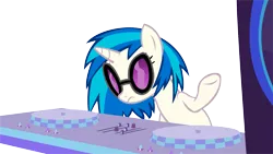 Size: 14849x8348 | Tagged: safe, artist:cyanlightning, derpibooru import, vinyl scratch, pony, unicorn, the saddle row review, .svg available, absurd resolution, female, mare, simple background, solo, speaker, speakers, transparent background, turntable, vector