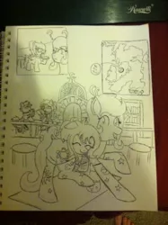 Size: 896x1200 | Tagged: safe, artist:dovashy, derpibooru import, oc, oc:lina, oc:saucy socks, oc:sophie, unofficial characters only, bat pony, pony, clothes, comic, newbie artist training grounds, socks, traditional art