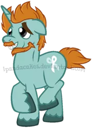 Size: 429x596 | Tagged: safe, artist:ipandacakes, derpibooru import, snips, unicorn, alternate universe, beard, facial hair, male, older, older snips, solo, stallion, watermark