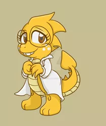 Size: 1024x1221 | Tagged: alphys, artist:yoshimarsart, derpibooru import, dragon, dragonified, safe, solo, species swap, undertale, watermark