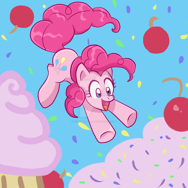 Size: 1024x1024 | Tagged: artist:yoshimarsart, cupcake, derpibooru import, food, pinkie pie, safe, solo, watermark