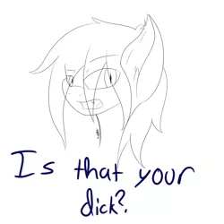 Size: 1024x1024 | Tagged: suggestive, artist:eclipsepenumbra, derpibooru import, oc, oc:eclipse penumbra, unofficial characters only, bat pony, pony, fangs, looking at you, monochrome, raised eyebrow, reaction, signature, sketch, solo, talking to viewer