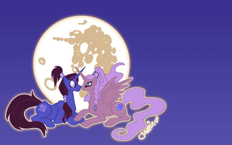 Size: 1440x900 | Tagged: safe, artist:yamino, derpibooru import, ponified, alicorn, pony, unicorn, female, korra, lesbian, mare, princess yue, shipping, the legend of korra