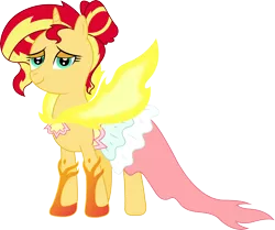 Size: 7444x6211 | Tagged: safe, artist:sugar-loop, derpibooru import, sunset shimmer, pony, unicorn, equestria girls, absurd resolution, bedroom eyes, clothes, daydream shimmer, dress, gala dress, looking at you, simple background, smiling, solo, sunset shimmer day, transparent background, vector