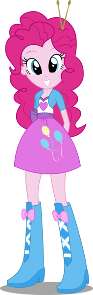 Size: 2530x7973 | Tagged: safe, artist:twls7551, derpibooru import, pinkie pie, equestria girls, rainbow rocks, absurd resolution, adobe illustrator, balloon, boots, clothes, cute, drumsticks, hands behind back, high heel boots, looking at you, simple background, skirt, smiling, solo, transparent background, vector