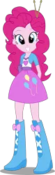 Size: 2530x7973 | Tagged: safe, artist:twls7551, derpibooru import, pinkie pie, equestria girls, rainbow rocks, absurd resolution, adobe illustrator, balloon, boots, clothes, cute, drumsticks, hands behind back, high heel boots, looking at you, simple background, skirt, smiling, solo, transparent background, vector