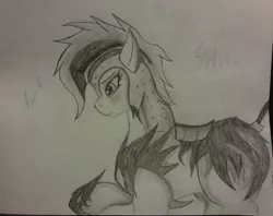 Size: 2510x1992 | Tagged: suggestive, artist:teardrop, derpibooru import, oc, oc:sylvia, unofficial characters only, earth pony, pony, armor, blushing, crystal, diamond, female, guardsmare, mare, monochrome, obsidian, power, royal guard, shy, solo, traditional art