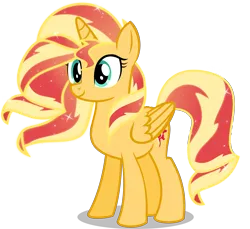 Size: 4337x3981 | Tagged: safe, artist:orin331, derpibooru import, sunset shimmer, alicorn, pony, equestria girls, absurd resolution, alicornified, cute, race swap, shimmerbetes, shimmercorn, simple background, smiling, solo, sunset shimmer day, transparent background, vector