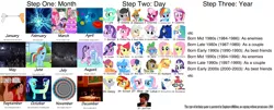 Size: 4096x1654 | Tagged: safe, derpibooru import, aloe, apple bloom, applejack, bon bon, cheerilee, derpy hooves, discord, doctor whooves, fluttershy, lotus blossom, lyra heartstrings, mayor mare, moondancer, octavia melody, pinkie pie, princess cadance, princess celestia, princess luna, rainbow dash, rarity, scootaloo, shining armor, spike, starlight glimmer, sunset shimmer, sweetie belle, sweetie drops, time turner, trixie, twilight sparkle, vinyl scratch, pony, do princesses dream of magic sheep, newbie dash, age regression, beauty and the beast, birthday game, catdog, disney world, disneyland, doctor who, exploitable meme, fantastic voyage, gaston, handcuffed, harry potter, hogwarts, hypnosis, jontron, mane six, meme, one of these things is not like the others, text, wall of tags