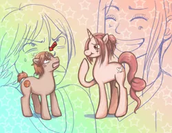 Size: 2598x2008 | Tagged: safe, artist:colourbee, derpibooru import, ponified, pony, unicorn, atsushi otani, horn envy, lovely complex, risa koizumi, small horn