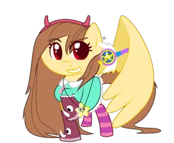 Size: 1216x1002 | Tagged: safe, artist:powerfluff, derpibooru import, oc, oc:golden lily, unofficial characters only, pegasus, pony, clothes, cosplay, costume, crossover, socks, solo, star butterfly, star vs the forces of evil, striped socks