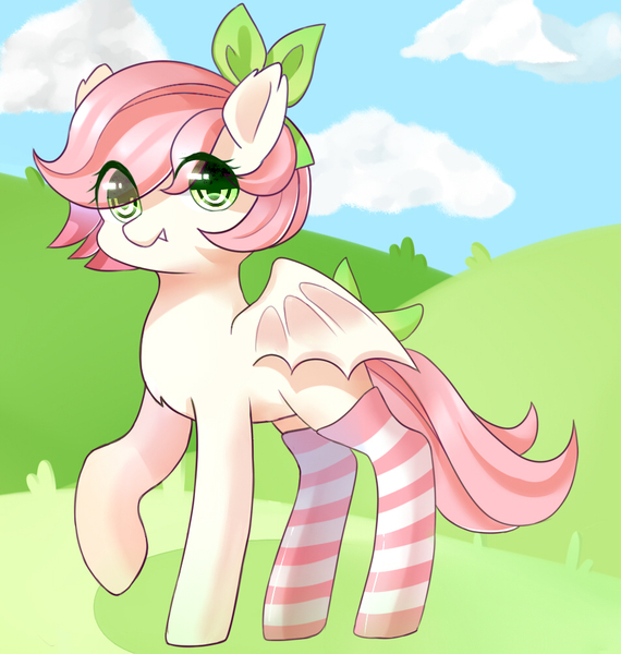 Size: 950x1000 | Tagged: safe, artist:leafywind, derpibooru import, oc, unofficial characters only, bat pony, pony, clothes, socks, solo, striped socks