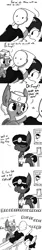 Size: 1280x7681 | Tagged: safe, artist:tjpones, derpibooru import, oc, oc:murder slice, oc:richard, unofficial characters only, bat pony, human, pony, vampire, vampony, horse wife, blood donation, blood drive, comic, descriptive noise, dialogue, doctor, ear fluff, eeee, fangs, grayscale, laughing, lisp, lying, meme, monochrome, nurse, on back, scared