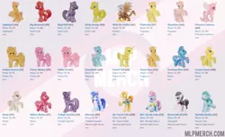 Size: 1357x826 | Tagged: safe, derpibooru import, applejack, big macintosh, carrot cake, carrot top, cup cake, daisy, flower wishes, fluttershy, gardenia glow, gilda, golden harvest, lemon hearts, minuette, pinkie pie, princess cadance, rarity, raven, royal riff, skywishes, spring melody, sprinkle medley, sunny rays, twilight sparkle, uncle orange, earth pony, gryphon, pony, blind bag, male, mlp merch, mlpmerch, stallion, toy