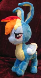 Size: 2358x4488 | Tagged: absurd resolution, artist:cryptic-enigma, bunny costume, bunny ears, clothes, commission, derpibooru import, irl, photo, plushie, rainbow dash, safe, wonderbolts uniform