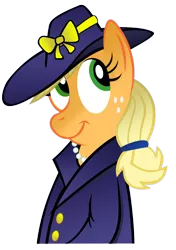 Size: 696x990 | Tagged: 1930s, applejack, artist:gretsch1962, clothes, derpibooru import, hat, jewelry, necklace, outfit, safe, simple background, solo, transparent background, vector