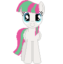Size: 128x131 | Tagged: safe, artist:onil innarin, derpibooru import, blossomforth, pony, c:, female, looking at you, mare, pixel art, simple background, solo, transparent background