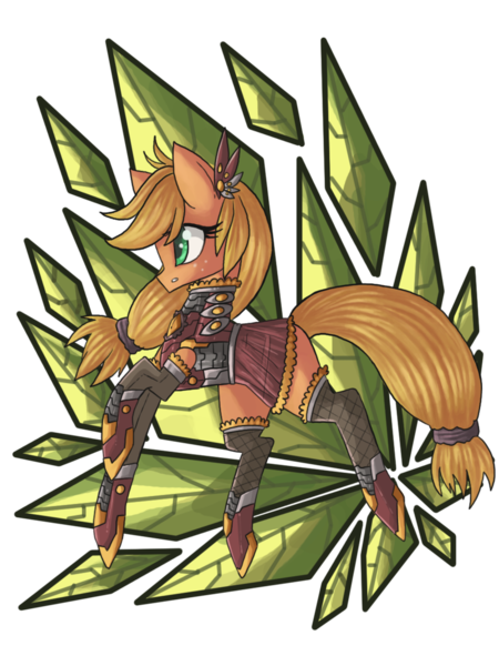 Size: 900x1200 | Tagged: safe, artist:raptor007, derpibooru import, applejack, armor, clothes, dress, solo, technology