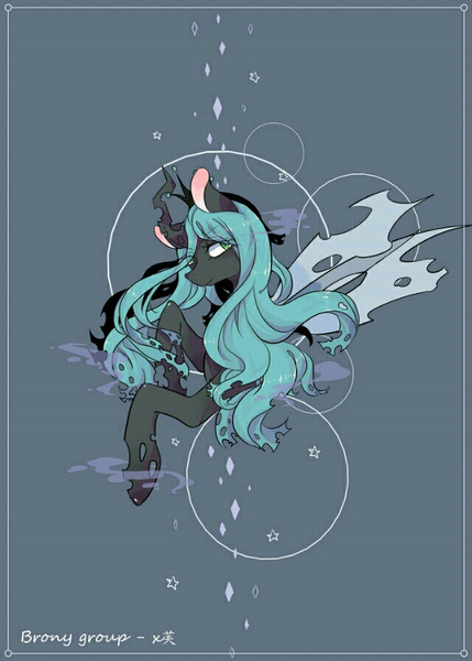 Size: 640x895 | Tagged: safe, artist:qianshoufo, derpibooru import, queen chrysalis, solo