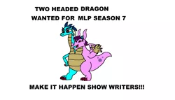 Size: 3009x1721 | Tagged: conjoined, derpibooru import, double dragon, dragon, duo, exploitable meme, make it happen, meme, princess ember, prominence, safe, season 7, show, sisters, two-headed dragon, two heads