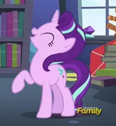 Size: 367x399 | Tagged: safe, derpibooru import, screencap, starlight glimmer, pony, unicorn, every little thing she does, cute, discovery family logo, eyes closed, female, glimmerbetes, mare, solo, starlight's room