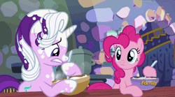 Size: 710x394 | Tagged: safe, derpibooru import, screencap, pinkie pie, starlight glimmer, earth pony, pony, unicorn, every little thing she does, animated, blinking, blushing, cute, diapinkes, female, forgiveness, gif, glimmerbetes, mare, smiling