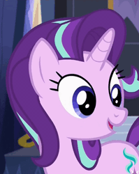 Size: 386x484 | Tagged: safe, derpibooru import, screencap, starlight glimmer, pony, unicorn, every little thing she does, animated, cute, dilated pupils, female, gif, glimmerbetes, mare, open mouth, solo