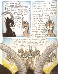 Size: 1066x1364 | Tagged: animal in mlp form, antelope, artist:thefriendlyelephant, comic, comic:sable story, cute, derpibooru import, dialogue, giant sable antelope, harem, horns, imagination, lidded eyes, oc, oc:sabe, oc:uganda, pleading, safe, speech bubble, thought bubble, traditional art, unofficial characters only