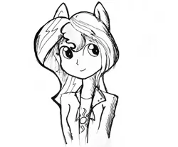 Size: 1223x1011 | Tagged: safe, artist:tjpones, derpibooru import, edit, editor:dsp2003, sunset shimmer, equestria girls, lineart, monochrome, simple background, sketch, solo, traditional art, white background