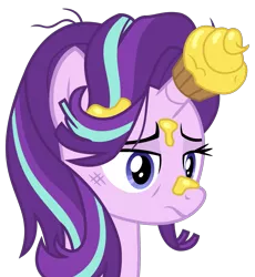 Size: 1747x1900 | Tagged: artist:sketchmcreations, cupcake, cupcakeglimmer, derpibooru import, every little thing she does, food, horn impalement, messy, messy mane, safe, simple background, solo, starlight glimmer, tired, transparent background, vector